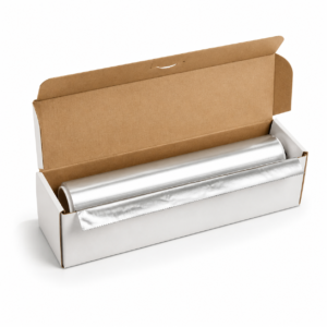 Unbranded 12 inch x 25 foot standard convenience aluminum foil roll in blank cutter carton