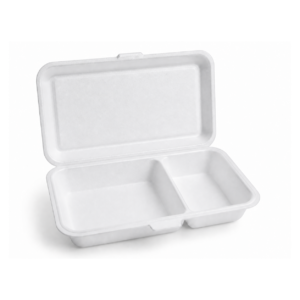 9 in x 6 in Hinged Foam Takeout Container - 2 Compartment