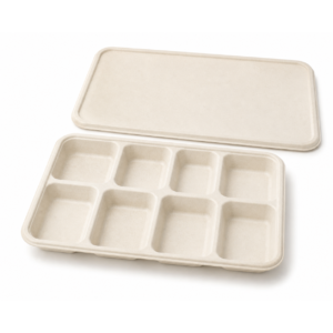 8-Compartment Bagasse Meal Tray With Lid