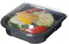 Small 6 x 6 inch black RPET sushi tray with clear lid Eco-Products EP-PTOR6