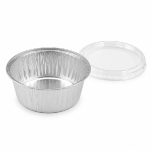 6 oz Round Aluminum Foil Ramekin Cup with Plastic Lid - 180 ml