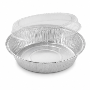 30 oz Round Aluminum Foil Container with Plastic Lid