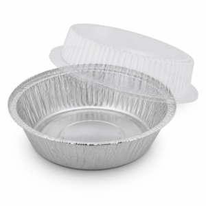 24 oz Round Aluminum Foil Container with Plastic Lid
