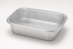 1 lb Oblong Aluminum Foil Take-Out Container with Clear Plastic Dome Lid