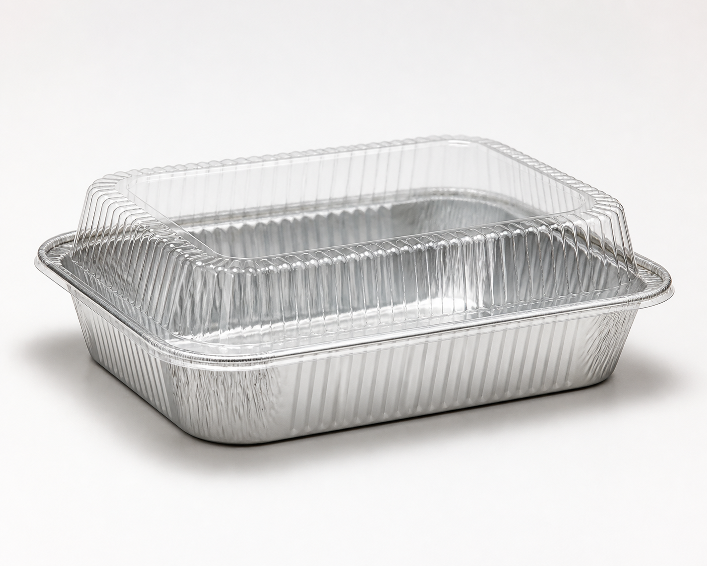 18 oz 520 ml rectangular aluminum foil take-out tray with clear ribbed plastic lid