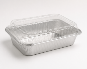 36 oz Rectangular Aluminum Foil Take-Out Container with Plastic Lid