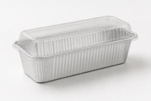 28 oz Long Rectangular Aluminum Foil Take-Out Tray with Plastic Lid