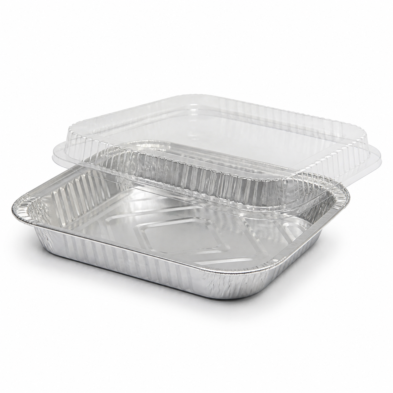 2240 ml shallow half-size aluminum foil steam-table pan with clear plastic lid