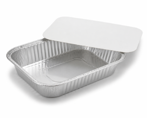 14 oz Rectangular Aluminum Foil Take-Out Tray with Paper Lid