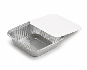 9 oz Small Square Aluminum Foil Container with Paper Lid