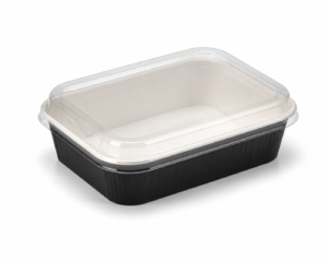 500 ml Rectangular Paper Tray with PET Lid - 17.1 x 12.7 cm Top