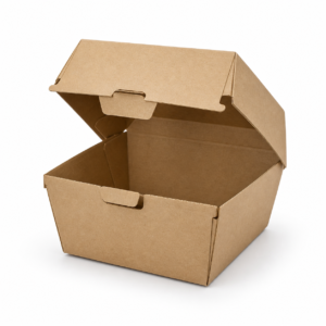 Blank custom auto-lock burger box, 4.5 x 4.5 x 3.5 inches