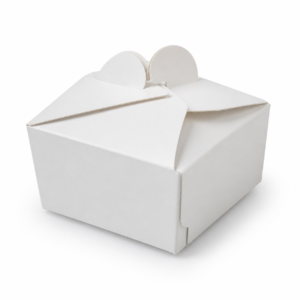 Blank custom cake-lock burger box, 4 x 4 x 3 inches