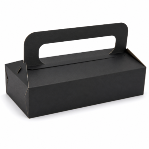 Blank black big-handle chicken box, 8 x 6.25 x 3.25 inches