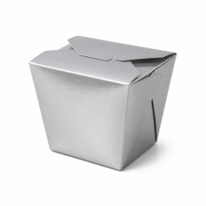 Unbranded silver-coated one pint Chinese take-out box
