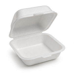 White Foam Burger Box 5 in with Hinged Lid