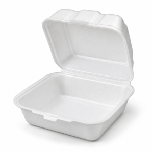 White Foam Burger Box 6 in with Hinged Lid
