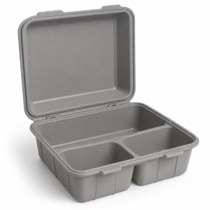 MFPP Hinged Tray 8×8 - Gray, With Compartments