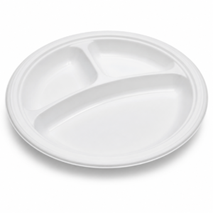 Rigid MFPP Plate #9 - White, With Compartments Bulk Pack