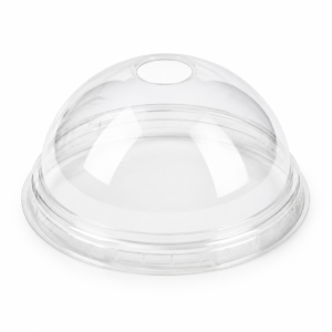 PLA Cold Cup Lid - 9 and 12-24 oz, Dome Lid (With Hole), Clear