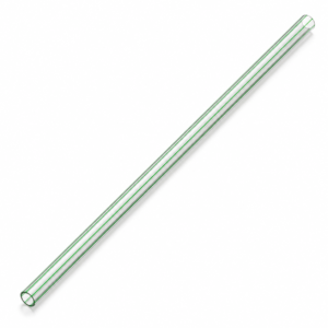 PLA Straw - 7.75 in 5 mm Clear with Green Stripe