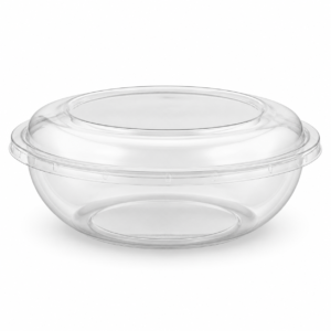 64 oz Clear PLA Squat Salad Bowl with Lid