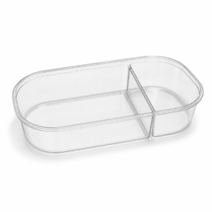 PLA Roval Deli Container - 32 oz, 2-Compartment, Clear