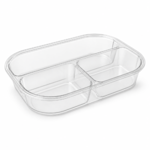 PLA Roval Deli Container - 32 oz, 4-Compartment, Clear