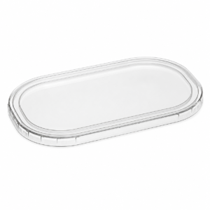 PLA Take-Out Container Lid - 32 oz Flat Lid, Clear