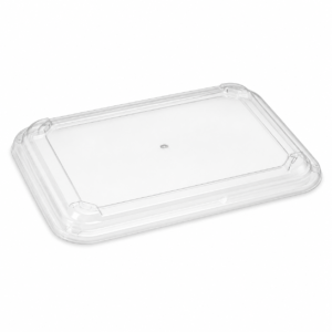 RPET Lid - 24/32 oz Low-Profile Vented RPET Lid, Clear