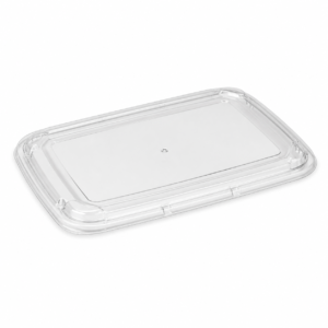 Low-Profile Vented RPET Lid for 10 x 7 in Containers - Clear