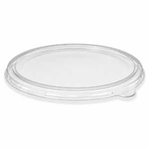 100% RPET Bowl Lid - Flat Lid (24-46 oz Coupe/16-40 oz Noodle Bowls), Clear