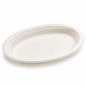 10 x 7 inch White Oval Bagasse Plate