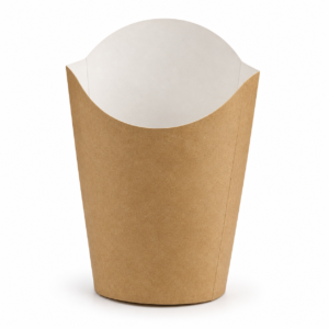 French Fry Cup, Top Diameter 3.5 in, Height 4.6 in, Net Weight 5.5 oz, Kraft with Leaf Print