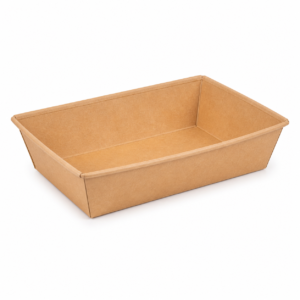 Paper Food Tray - 1 lb, 6.5 x 4.375 x 1.5 in, Kraft with Leaf Print