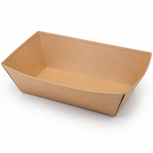 Paper Food Tray - 2 lb, 6.5 x 4.75 x 1.75 in, Kraft with Leaf Print