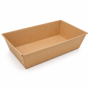 Paper Food Tray - 5 lb, 9.5 x 6.375 x 2.125 in, Kraft with Leaf Print
