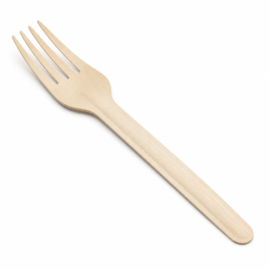 unbranded loose 6.5 inch four-tine birch wood disposable fork