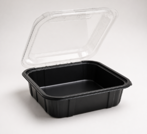 Dual Color Hinged PP Container 10.5 x 9.5 in - 1 Compartment