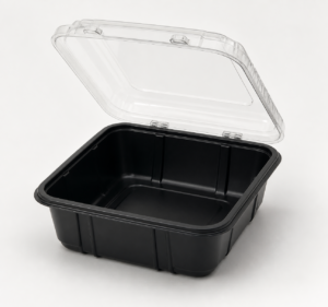 Dual Color Hinged PP Container 9 x 9 in - 1 Compartment