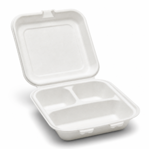 8 x 8 8×8 Bagasse Clamshell 3-Compartment