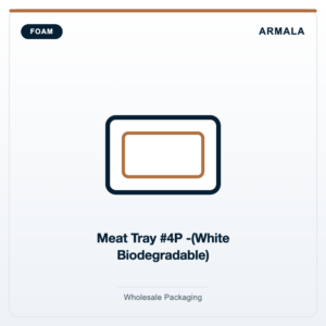 Meat Tray #4P -(White Biodegradable)