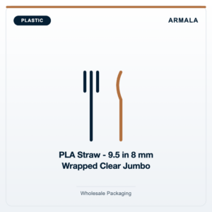 PLA Straw - 9.5 in 8 mm Wrapped Clear Jumbo