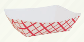 Red Check Food Tray 1 lb