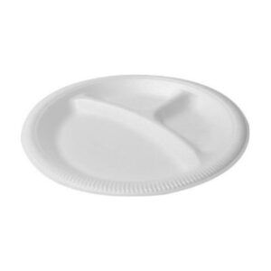 EPS Foam Plate #9 - 3 Compartments, White