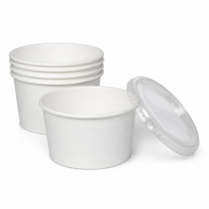 16 oz White Paper Salad Bowl with Lid