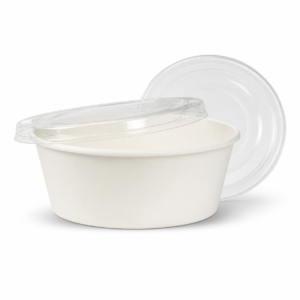 26 oz White Paper Salad Bowl with Lid