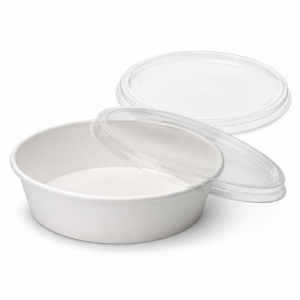 38 oz White Paper Salad Bowl with Lid