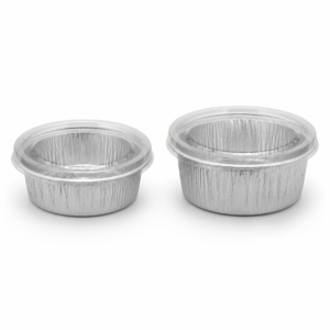 Round Aluminum Foil Portion Cup with Plastic Lid Family in 60 ml and 70 ml Sizes