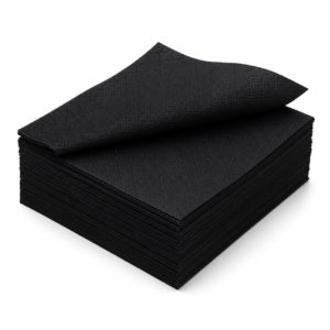 Quilted Black Cocktail Napkin 24 x 24 cm - 2 Ply